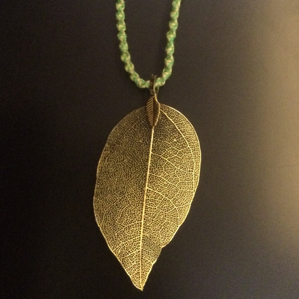 Genuine Gold Dipped Real Leaf Pendant Necklace - image 1